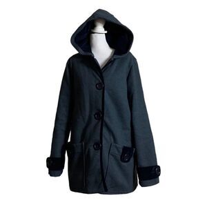 Hurley Vintage Womens Chevron Blue Velour Trim Holiday 07 Denim Jacket US Medium